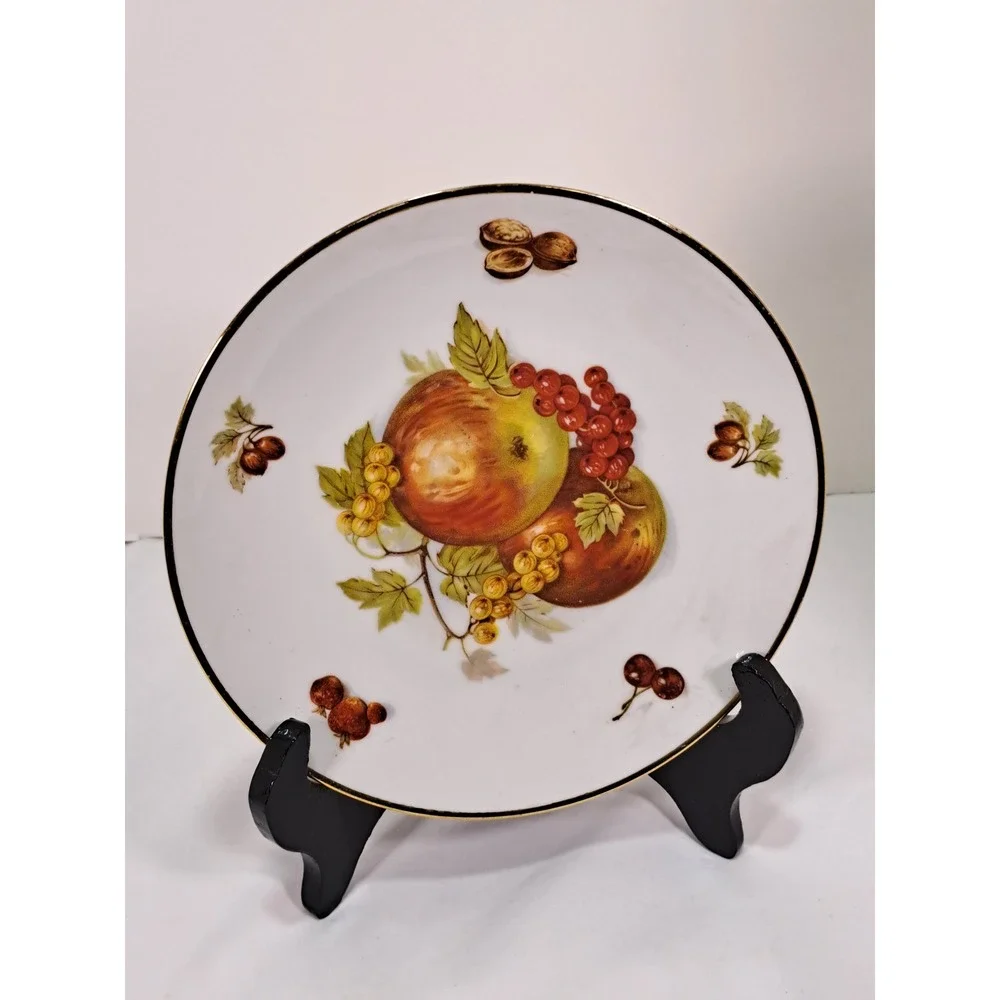 Debra Bavaria Germany Fruit‎ Nut Porcelain Plates Set of 4 Gold Rim 8.25 inch